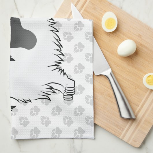 Black and Tan Piebald Long Hair Dackel & Paws Geschirrtuch (Viertel Falte)