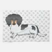 Black and Tan Piebald Long Hair Dackel & Paws Geschirrtuch (Horizontal)