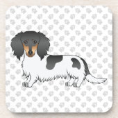 Black and Tan Piebald Long Hair Dackel & Paws Getränkeuntersetzer (Vorderseite)
