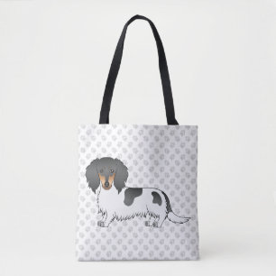Black and Tan Piebald Long Hair Dackel & Paws Tasche