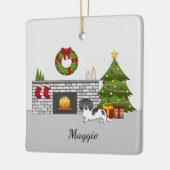 Black and Tan Pied Long Hair Dackel Weihnachten Keramikornament (Links)