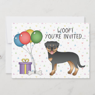 Black and Tan Rottweiler Cartoon Dog - Geburtstag Einladung