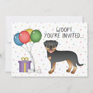 Black and Tan Rottweiler Cartoon Dog - Geburtstag Einladung
