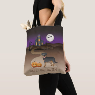 Black and Tan Rottweiler Halloween Spuk Haus Tasche