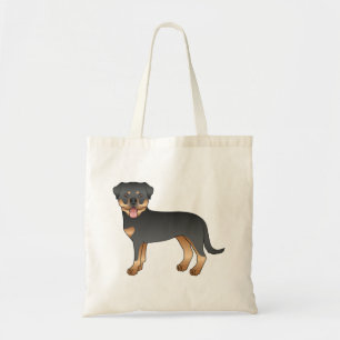 Black and Tan Rottweiler Niedlich Cartoon Dog Tragetasche