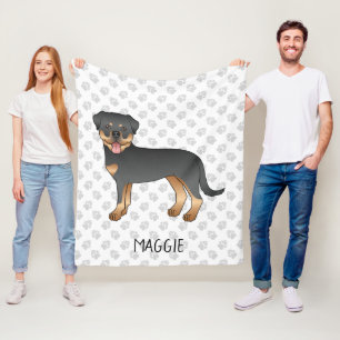 Black and Tan Rottweiler Niedlich Cartoon Hund und Fleecedecke