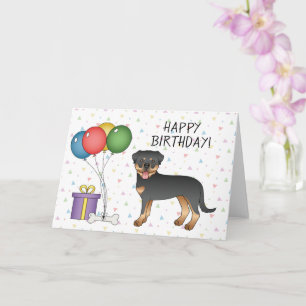 Black and Tan Rottweiler Niedlich Hund - Happy Bir Karte