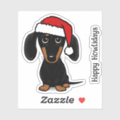 Black and Tan Santa Dackel Niedlich Dog Weihnachte Aufkleber (Blatt)