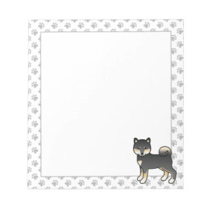 Black and Tan Shiba Inu Cartoon Dog & Paws Notizblock
