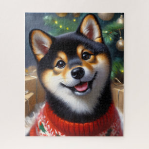 Black and Tan Shiba Inu Weihnachten Puzzle