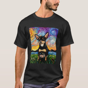 Black and Tan Smooth Chihuahua Starry Night Hund A T-Shirt