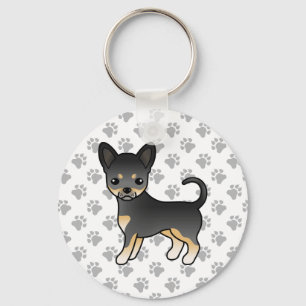 Black And Tan Smooth Coat Chihuahua Dog & Paws Schlüsselanhänger
