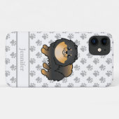 Black and Tan Spitz Niedlich Cartoon Dog & Name Case-Mate iPhone Hülle (Rückseite (Horizontal))