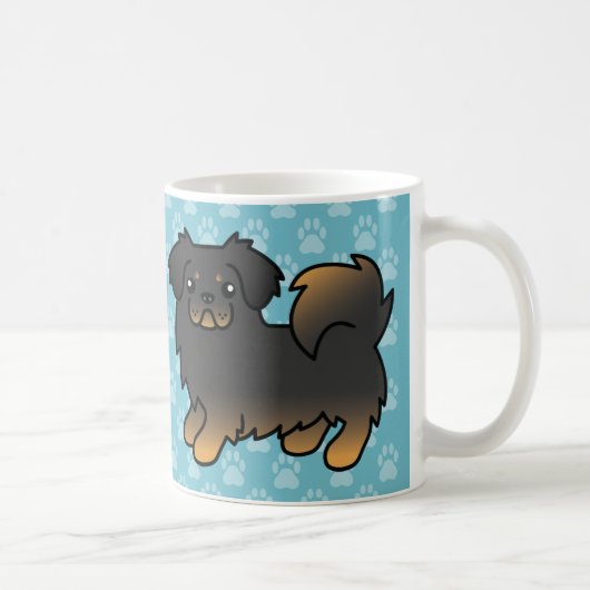 Black and Tan Tibetan Spaniel Cartoon Dog Kaffeetasse (Rechts)