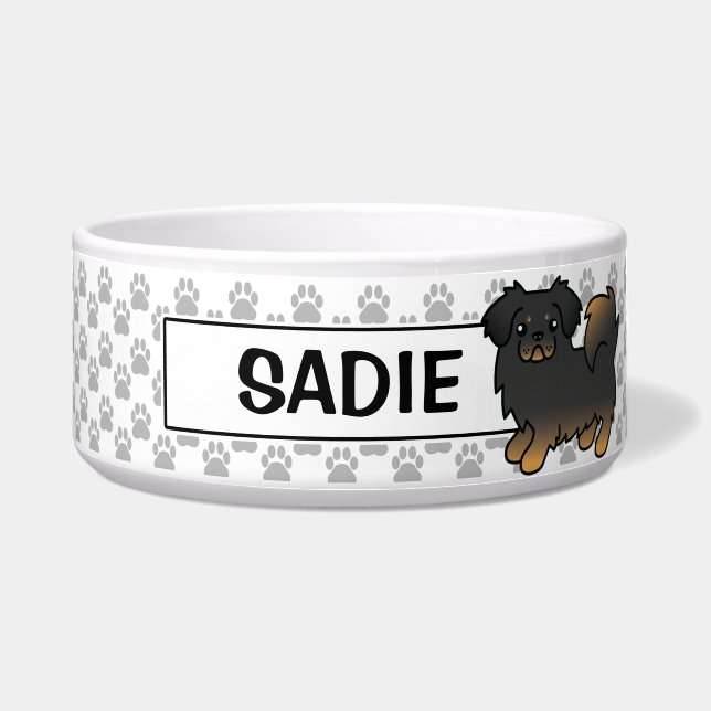 Black and Tan Tibetan Spaniel Cartoon Dog Napf (Vorderseite)
