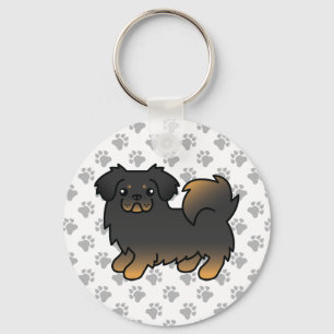 Black and Tan Tibetan Spaniel Cartoon Dog Schlüsselanhänger
