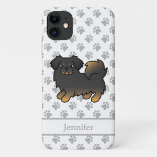 Black and Tan Tibetan Spanisch Cartoon Dog & Name Case-Mate iPhone Hülle