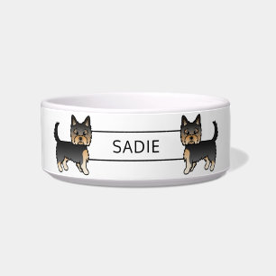 Black and Tan Yorkshire Terrier Cartoon Dog & Name Napf