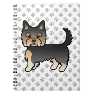 Black and Tan Yorkshire Terrier Cartoon Dog & Paws Notizblock