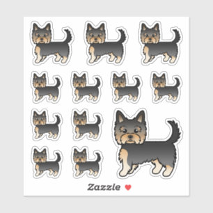 Black and Tan Yorkshire Terrier Cartoon Hunde Aufkleber