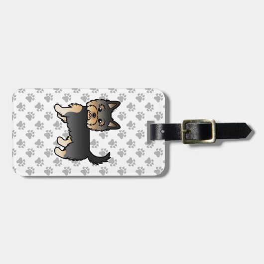 Black and Tan Yorkshire Terrier Dog & Custom Text Gepäckanhänger (Vorderseite horizontal)