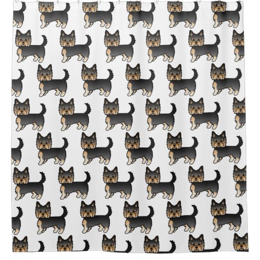 Black and Tan Yorkshire Terrier Dog Pattern Duschvorhang (Vorderseite)