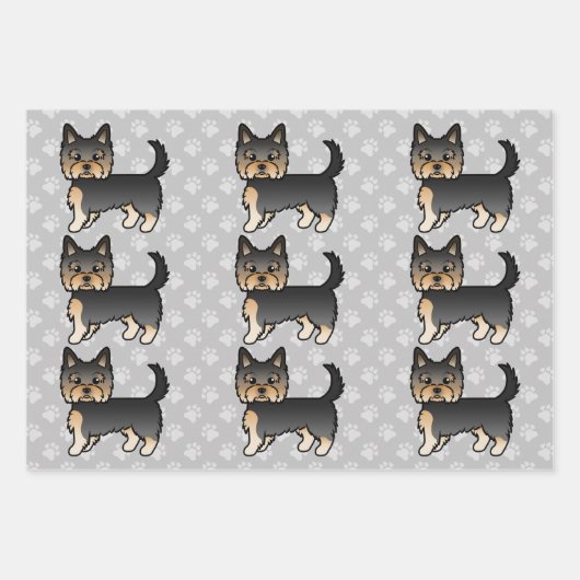Black and Tan Yorkshire Terrier Dog Pattern Geschenkpapier Set (Vorderseite 2)
