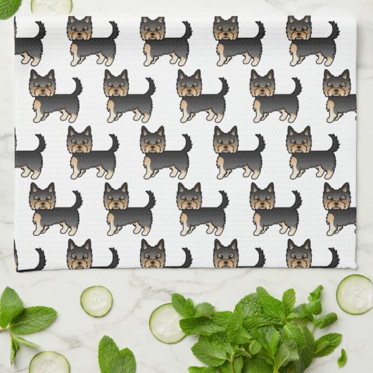 Black and Tan Yorkshire Terrier Dog Pattern Geschirrtuch (Gefaltet)