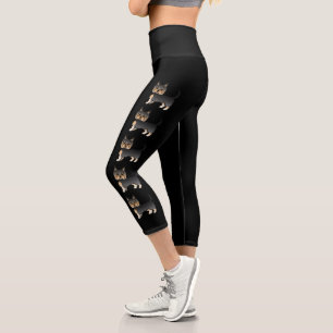 Black And Tan Yorkshire Terrier Yorkie Cartoon Dog Capri Leggings