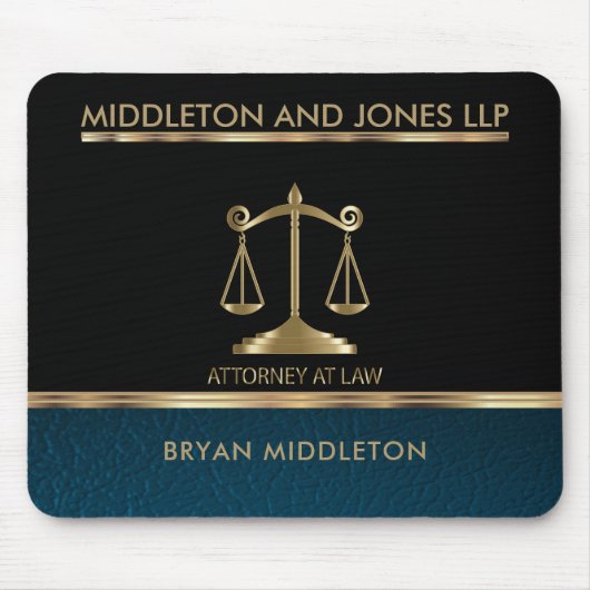 Black and Teal Leather Law Firm Designs Mousepad (Vorne)