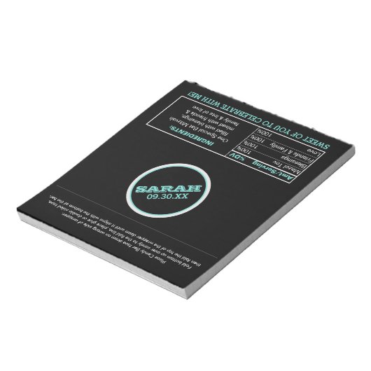 Black and Teal Name Logo Candy Wrappers Notizblock (Rotiert)
