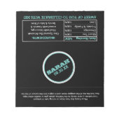 Black and Teal Name Logo Candy Wrappers Notizblock (Vorderseite)