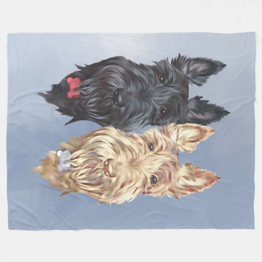 Black and Wheaten Scotts auf Tartan Fleecedecke (Vorderseite (Horizontal))
