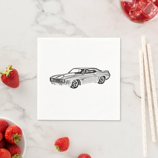 Black and White 1969 Camaro Z28 Paper Party Serviette (Beispiel)