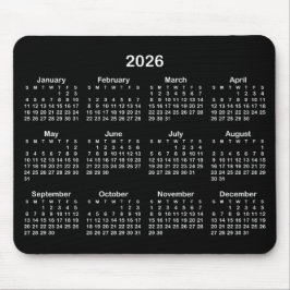 Black and White 2026 Calendar Mousepad