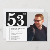 Black and White 53. Geburtstag Einladungen Foto (Vorderseite)