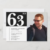 Black and White 63. Geburtstag Einladungen Foto (Vorderseite)
