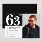 Black and White 63. Geburtstag Einladungen Foto (Vorne/Hinten)