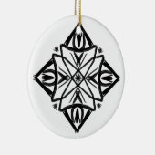 Black and White #7 Feathery Diamond Keramik Ornament (Rechts)