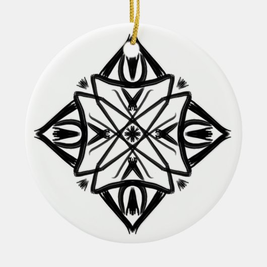 Black and White #7 Feathery Diamond Keramik Ornament (Vorne)