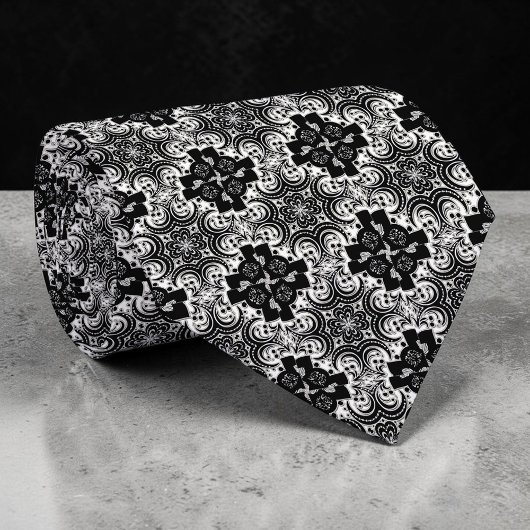 Black and White Abstract Custom Necktie Krawatte