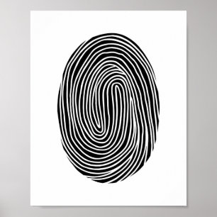 Black and white abstract fingerprint. Modern lines Poster