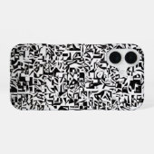 Black and White Abstract Geometric Pattern iPhone 16 Hülle (Rückseite (Horizontal))