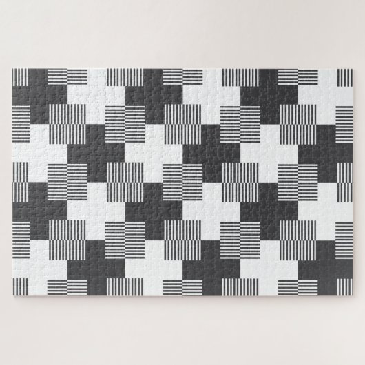 Black and White Abstract Geometric Pattern Puzzle (Horizontal)