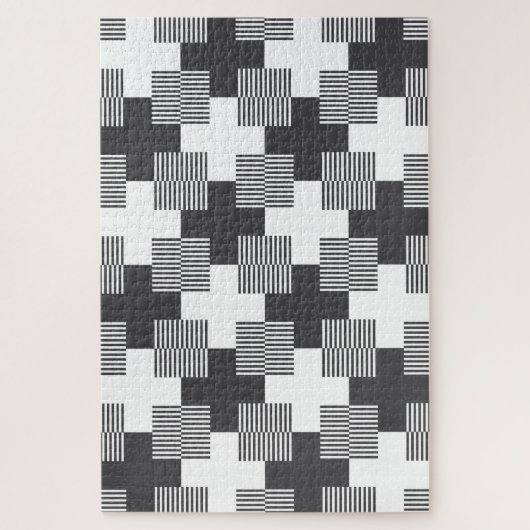 Black and White Abstract Geometric Pattern Puzzle (Vertikal)