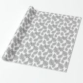 Black and White Abstract Leafs Pattern Geschenkpapier (Ungerollt)