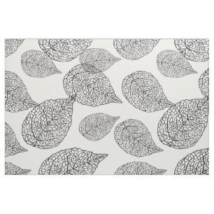 Black and White Abstract Leafs Pattern Stoff