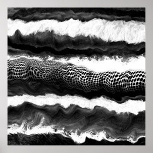 Black and White Abstract Modern Illusion Art  Poster