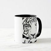 Black and White Abstract Tiger Face Mug Tasse (VorderseiteRechts)