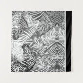 Black and White Abstract Zebra Art Wandteppich (Vorderseite (Horizontal))